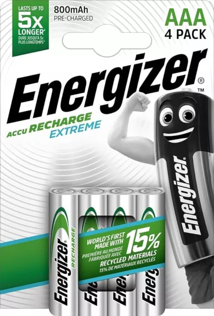 4 batterie ministilo AAA  ricaricabili NiMH  800 mAh ENERGIZER