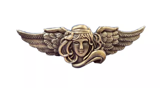 Hallmark PIN Vintage GUARDIAN ANGEL Art Nouveau Style '90s Bronzed PEWTER Brooch