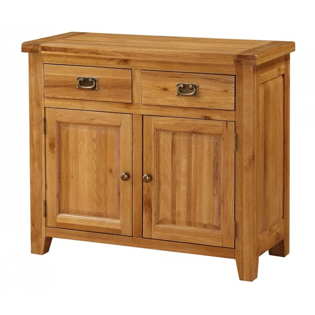 Piccolo Armadio Credenza 2 Ante E 2 Cassetti Portaoggetti Ghianda Rovere Massello