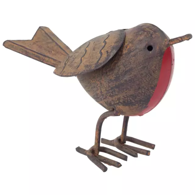 Rustic Metal Garden Robin Ornament Outdoor Tin Robin Bird Vintage Decoration
