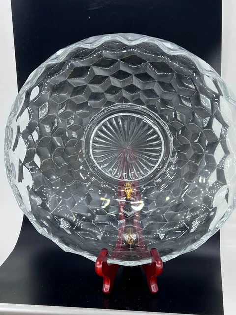 Fostoria American Large Shallow cubist clear pressed glass  Fruit Bowl 12 3/4"