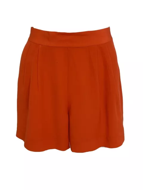 Rebecca Taylor Poppy Orange Silk Pleated Shorts Size 6