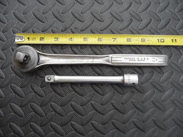 Nice! Vintage Craftsman 1/2" Drive Ratchet =V= 44977 THUMB WHEEL and Extension
