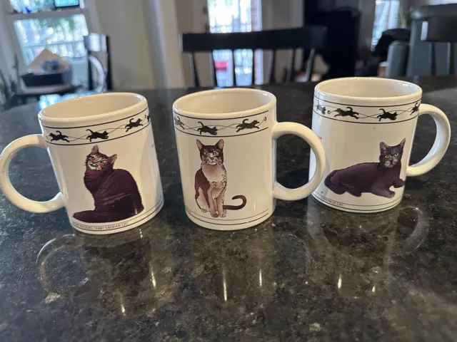 Houston Harvest Cat Lovers Limited Coffee Mugs Set of 3 Turkish Van Chartreux +