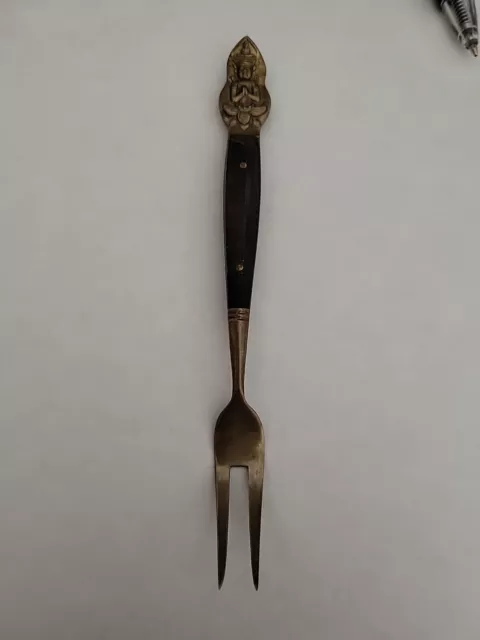 Vintage Siam Thailand Nickel Bronze Cocktail Appetizer Fork Used