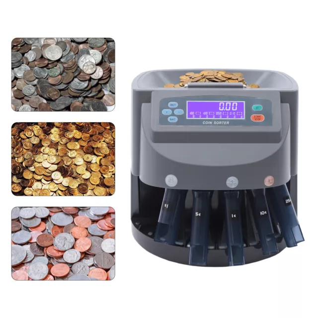 60W Commercial Electric Coin Counter Sorter Machine Fast Sorting 200  Pieces/Min