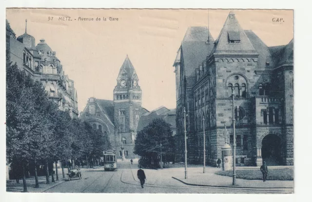 METZ - Moselle - CPA 57 - Trams - Tramway Avenue de la Gare Carte Bleue