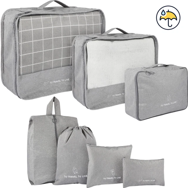 7 Pcs Foldable Packing Cubes Luggage Storage Bags for Travel Clothes Household