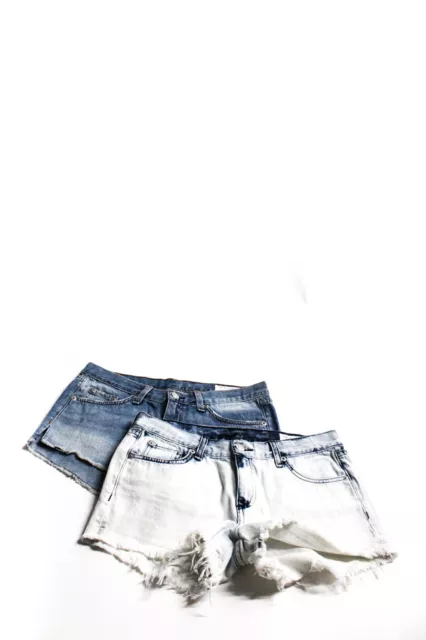 Rag & Bone Women's Denim Acid Wash Distressed Jeans Shorts Blue Size 25 Lot 2