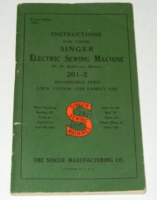 VINTAGE SINGER ELECTRIC Sewing Machine 2012 Instructions Owner Manual
