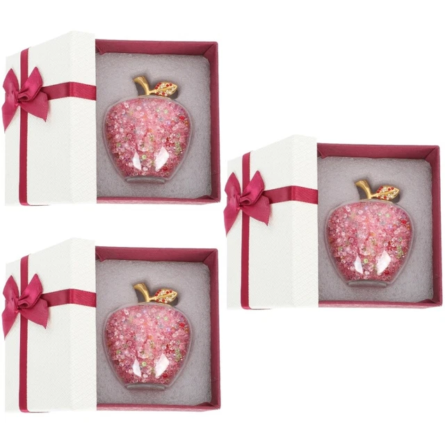 3 Pcs Kristallfigur Herzstück Aus Leuchtender Apfel-Ornament Geschenk Scheinen