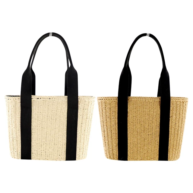 Women Straw Shoulder Bags Summer Beach Travel Picnic Holiday Woven Tote Handbag