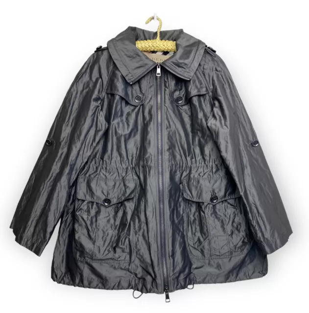 Burberry Brit Women's 10 Taffeta Metallic Shine Hooded Trench Coat Rain Jacket