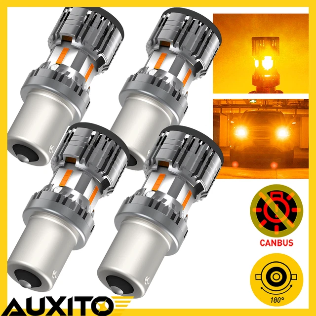 AUXITO Error Free 1156 3497 7506 LED Rear Turn Signal Light Bulbs Amber 3000K 4x