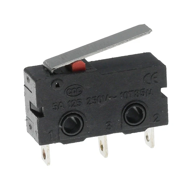Mikroschalter Mit Draht (80 Mm) – Für Münzprüfer, Schalter 125/250 VAC, 5A, 200.000 Schaltzyklen, Gehäuse 31x18x14 Mm, Draht Frei Biegbar