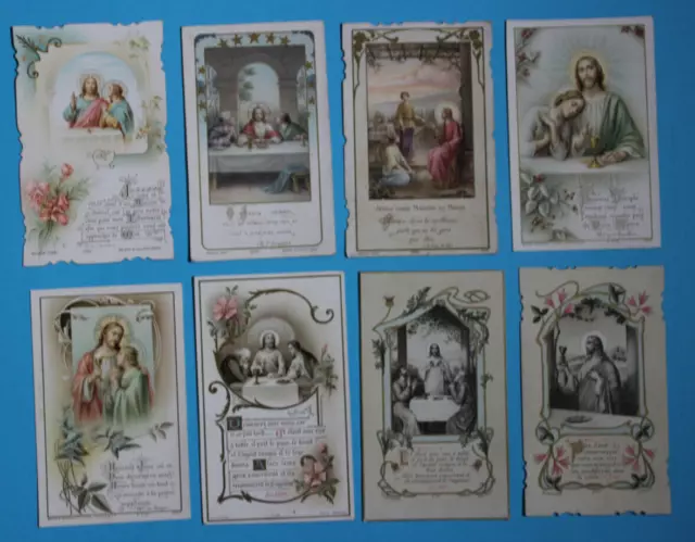 Lot de 8 images pieuses holy cards fin XIXè début XXè Jésus Christ Art Nouveau