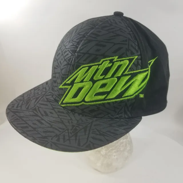 Mountain Dew Baseball Hat Mens One Size Gray Fitted Logo Soda Pop Mtn Cap