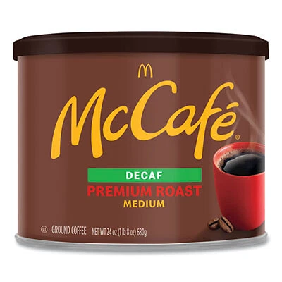 McCafe GROUND COFFEE, PREMIUM ROAST DECAF, 24 OZ CAN 079737 GREEN MOUNTAIN