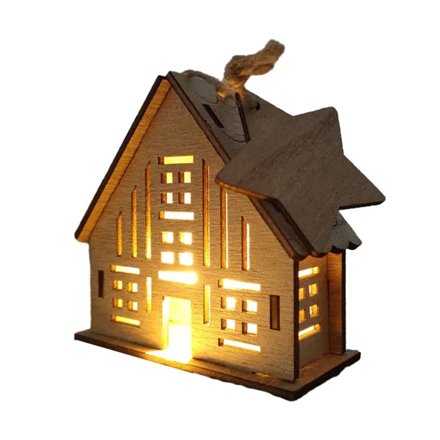 Detailed Cottage Display Gift Wood House Model for Christmas Wooden Ornament Set
