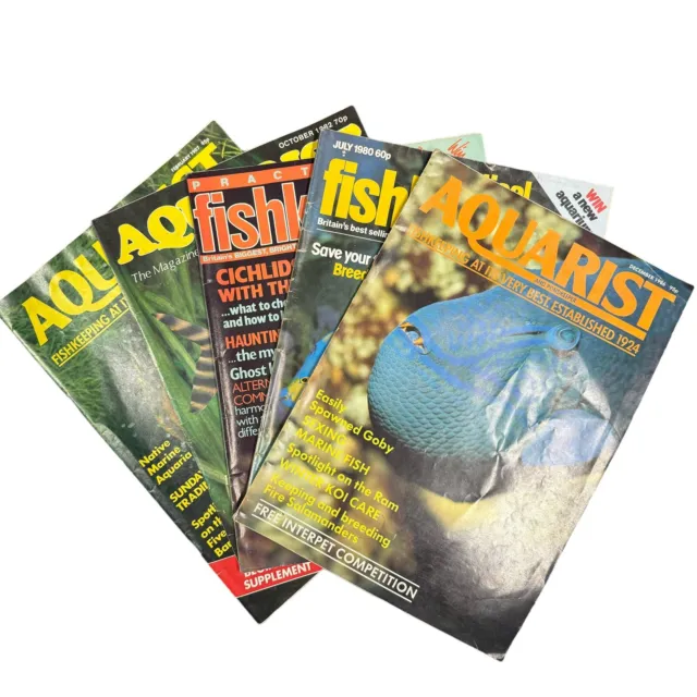 10x Assorted Aquarium Fishkeeping Magazines 1970-1990 Aquarist / PFK / Ect