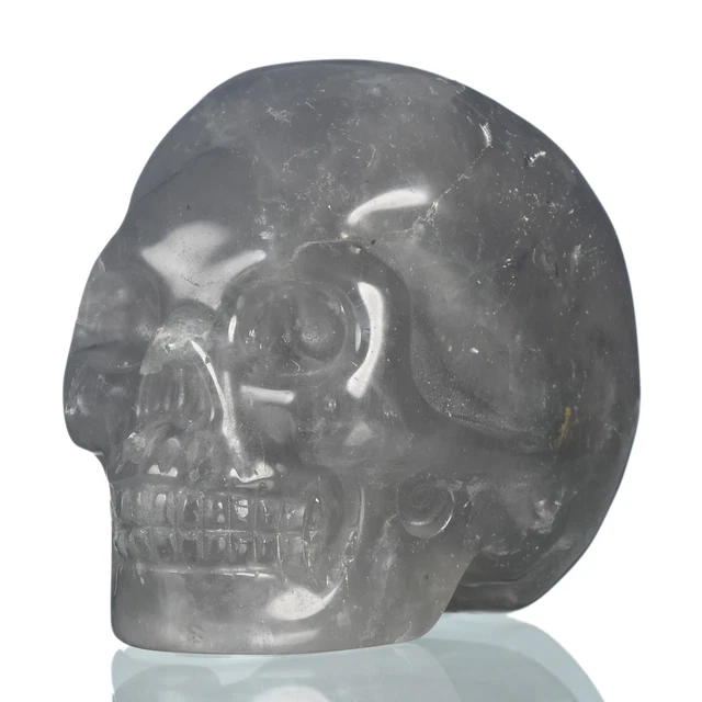Cráneo metafísico calavera tallado cristal de cuarzo gris natural de 1,93" #34L22