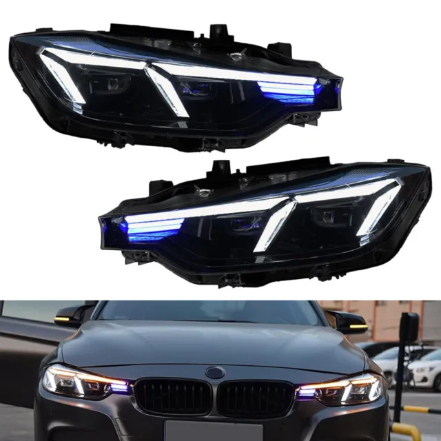 Pair LED Headlights Assembly For BMW 3 Series F30 F31 2013-2018 Halogen upgrade