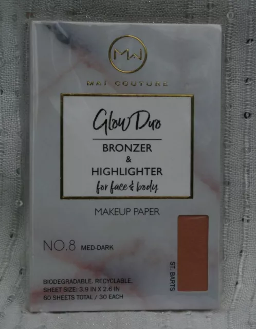 Mai Couture Glow Duo Bronzer & Highlighter Face & Bodt No.8 Med-Dark 60 Sheets