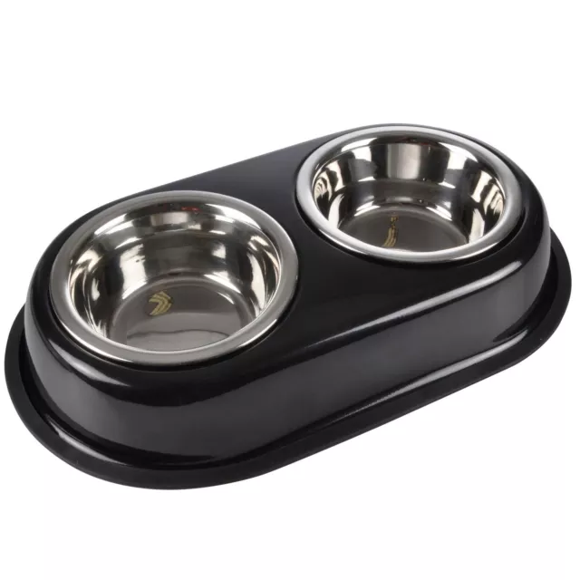 Contenants pour Nourriture. pour Chien, Double, Acier Inox, Ø 14 CM, Blanc