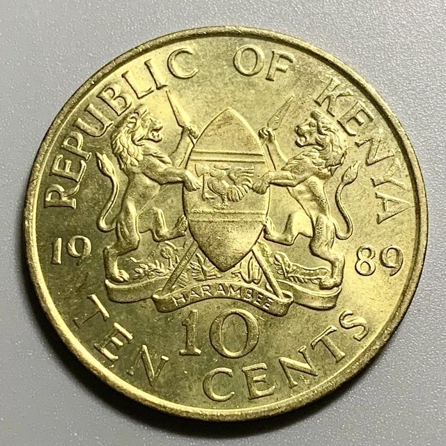 Pair Of Kenya 1989 10 Cents & 1978 1 Shilling Coins UNC