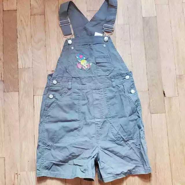 Vintage 2001 Y2K Looney Tunes Tweety Bird Olive Green Overalls Shortalls Shorts