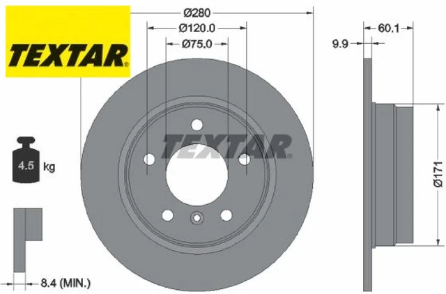 2 dischi freno Textar 92055703 2 dischi freno asse posteriore posteriore per BMW
