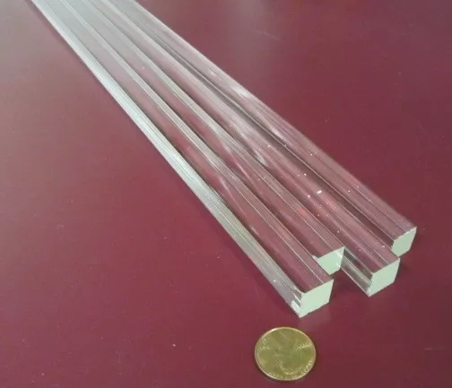 Acrylic Square Extruded Rods Bar, Clear .500" (1/2") x 6 FT Lengths, 4 Units