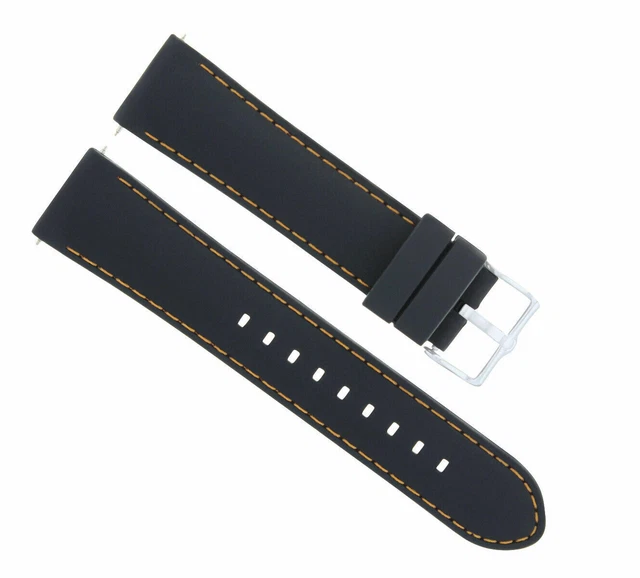 Original Tissot PRS516 Rubber Watch Strap - Black With Yellow Accent - Fits Case-Back T079427A