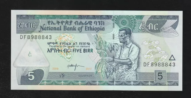 Ethiopia 5 Birr 2009 P 47 Uncirculated Banknote