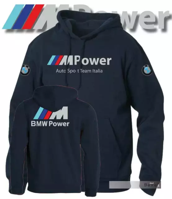 Felpa Hoodie Printed Bmw Mpower Auto Sport Team Italia Per Fans Bmw  Col. Bl