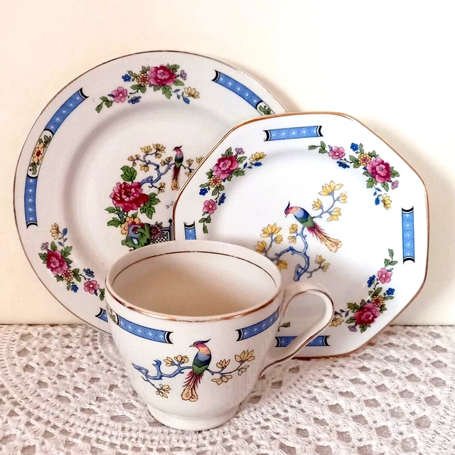 VINTAGE 1950 LORD NELSON WARE Bone China Tea Trio Set Exotic's TSING ...