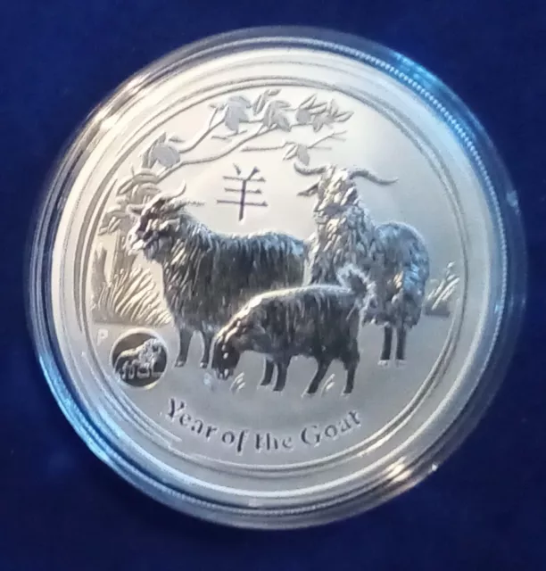 Australien Lunar II, 1 oz Silber privy mark Löwe, 2015 Ziege Goat neu Kapsel