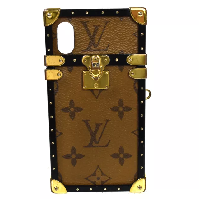 LOUIS VUITTON Eye Trunk iPhone Case X/XS Monogram Leather Brown M62618  30JF233