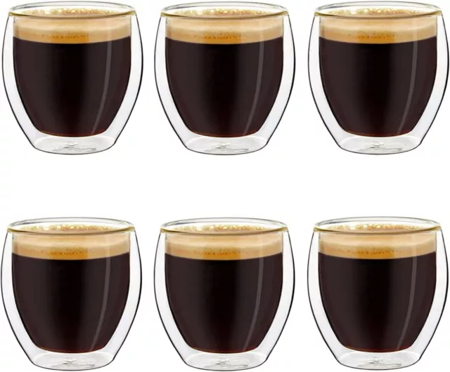 Lot De 6 Tasses à Café Expresso 100ml Verre Thé Latte Macchiato Cappuccino Ronde