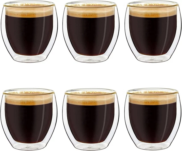 Lot De 6 Tasses à Café Expresso 100ml Verre Thé Latte Macchiato Cappuccino Ronde
