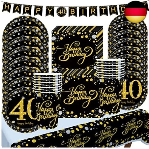 40. Geburtstag Banner Stoff - Grünes Goldenes Party Dekoration 180x110 Cm