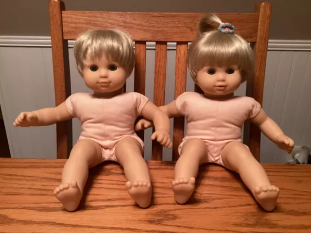 American Girl Bitty Twins~15” Boy & Girl~Blonde Hair, Blue Eyes, Lt Complex~Cute