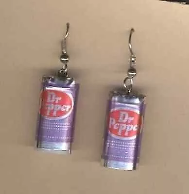 Mini Funky DR PEPPER CANS EARRINGS Soda Pop Drink Fun Food Charm Costume Jewelry