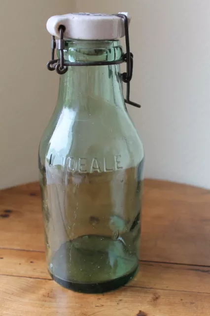 ancien bocal L'IDEALE - verre soufflé-couvercle porcelaine- les ISLETTES XIXème 