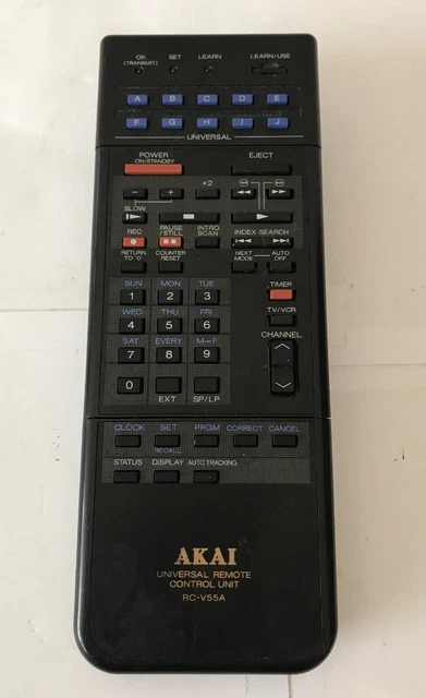 GENUINE AKAI UNIVERSAL Remote Control Unit RC-V55A - GC - FREE UK POST ...