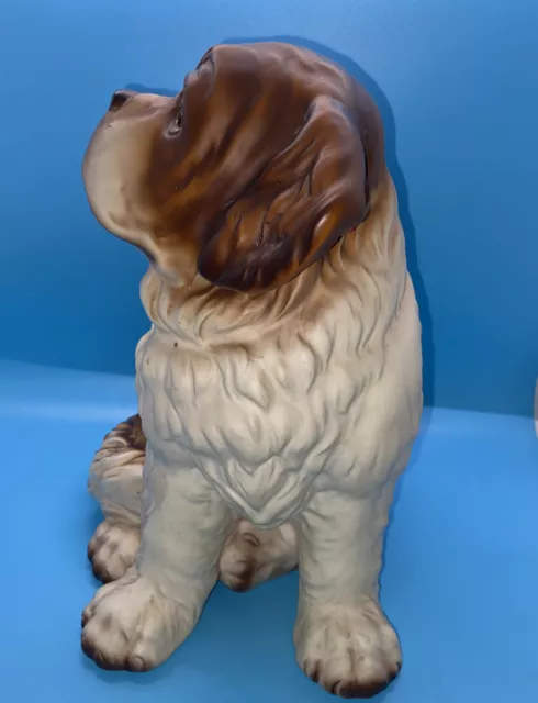 St. Bernard Puppy Dog Figurine Signed Ceramic Painted Japan 9.5"  5
