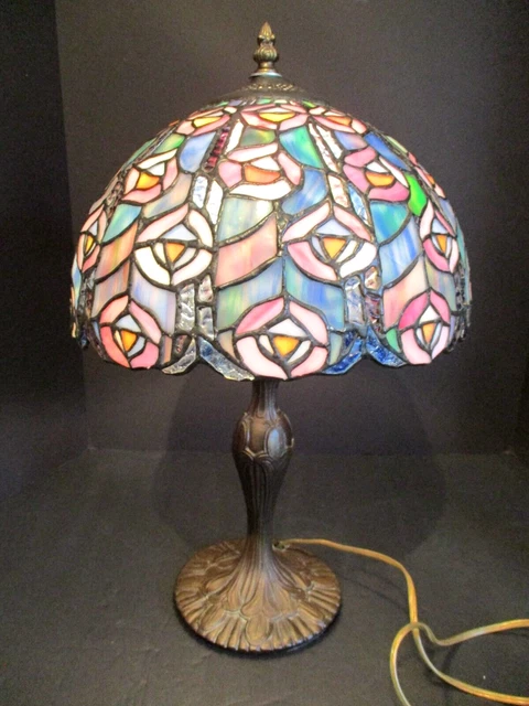 Vintage Tiffany Style Table  Stained Glass Lamp
