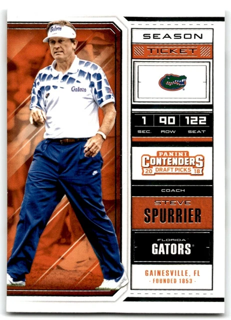 2018 Panini Contenders Draft Picks Steve Spurrier Florida Gators #89
