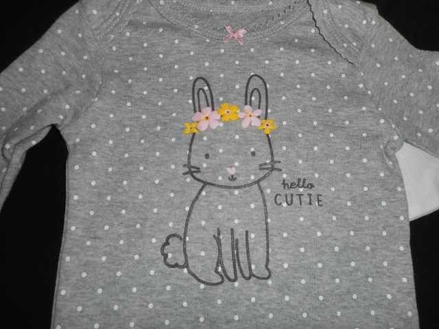Cute Carters 3-Piece Bunny & Hearts Pants Outfit Clothes - Infant Size 6 Months 2