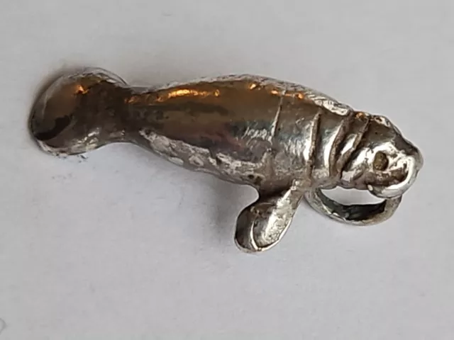 Sterling Silver "Manatee" Sea Cow Charm Pendant NICE DETAIL! VINTAGE!